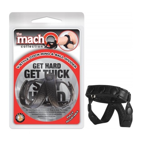 Liga Doble Estimulacion Pene y Testiculos Macho V-STYLE COCK RING&BAL DIVIDER