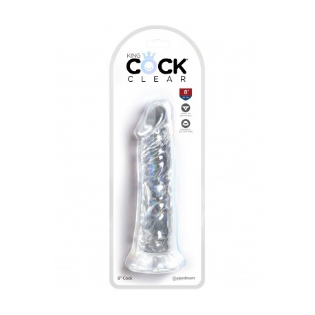 Dildo Trasparente Recto 8 Pulg. KING COCK CLEAR