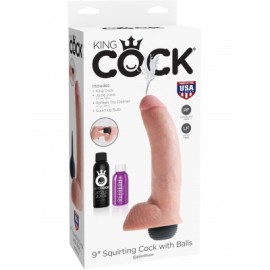 Dildo Efecto de Eyaculacion Curvo Con Testiculos KING COCK